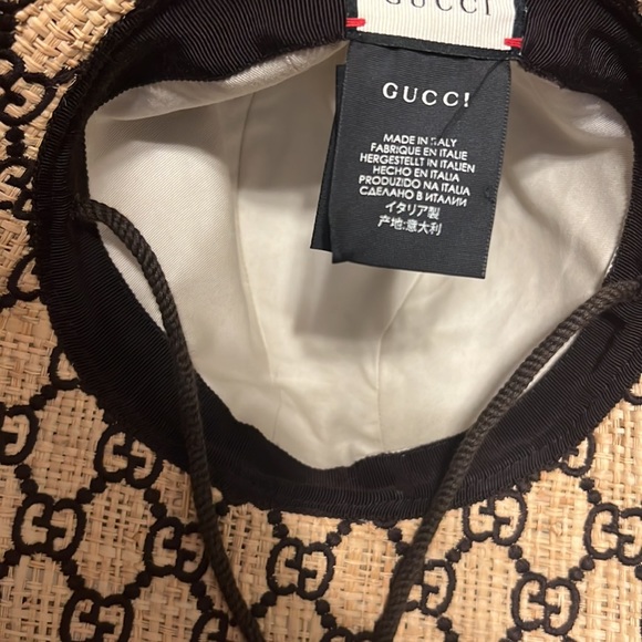RARE Gucci GG Embroidered Monogram Wide Brim Raffia Hat - Picture 11 of 12